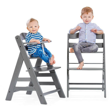 Hauck Alpha+B Wooden Highchair Grey - showing different ways the highchair can be used