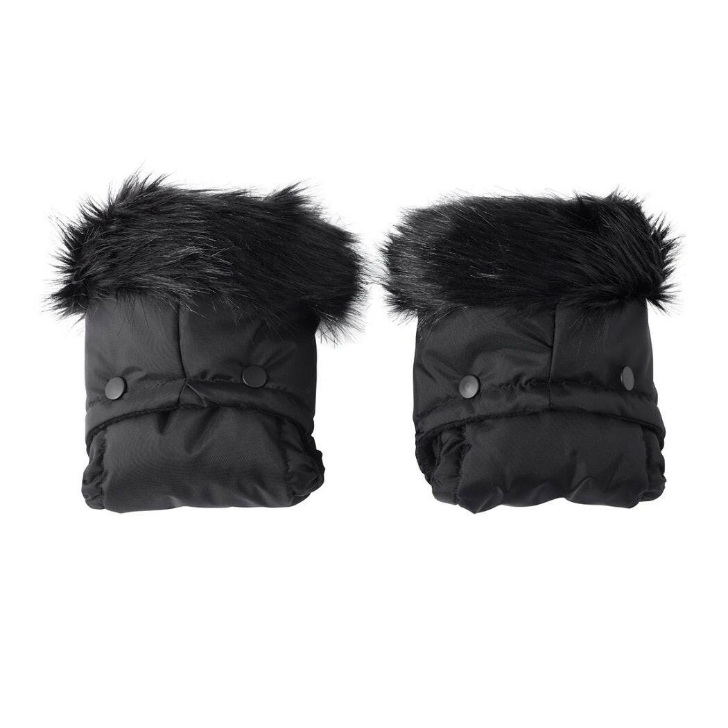 Clair De Lune Universal Pushchair Pram Faux Fur Mittens Black