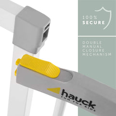 Hauck Clear Step Gate (White) - showing the gate`s closing mechanism