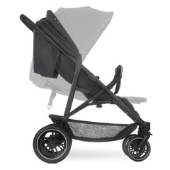 Hauck Uptown Duo Twin Pushchair (Melange Black) - side view, showing the individualy adjustable seat backs, leg rests and canopies