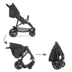 Hauck Uptown Duo Twin Pushchair (Melange Black) - side view, showing how the duo stroller folds