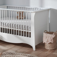 CuddleCo Clara Cot Bed (White) - lifestyle image (mattress not included, available separately)