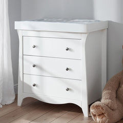 CuddleCo Clara Dresser & Changer (White) - lifestyle image (changing mat not included, available separately)