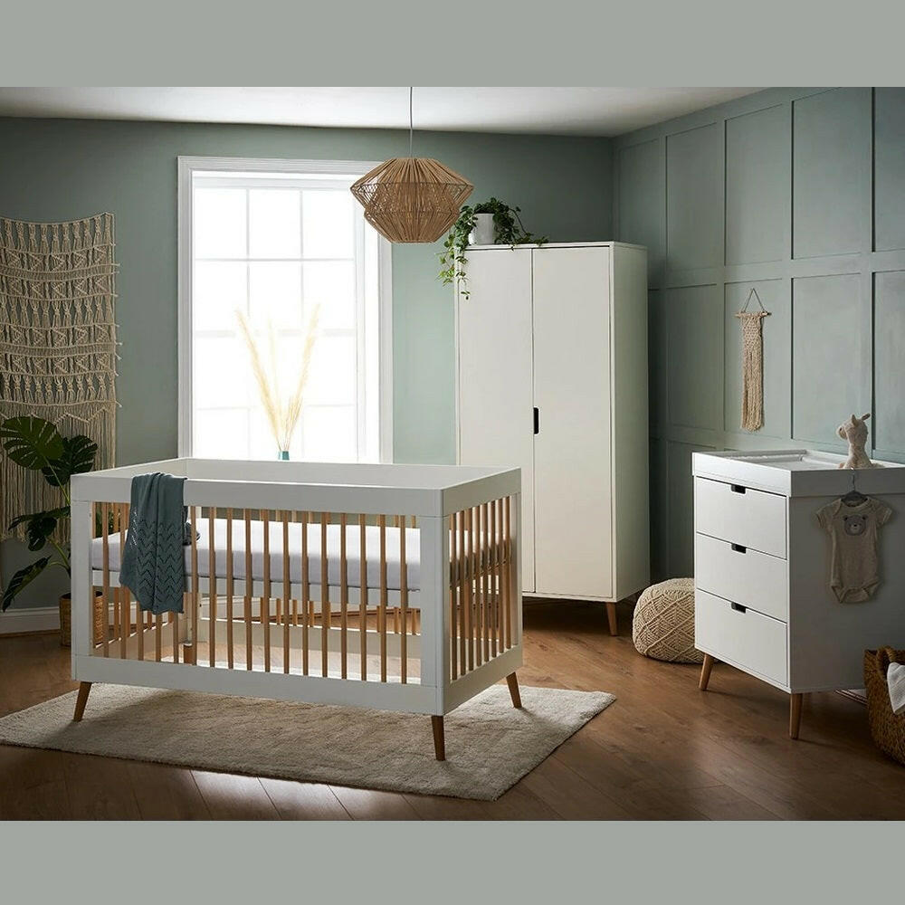 Obaby Maya 3 Piece Room Set (White with Natural) - lifestyle image