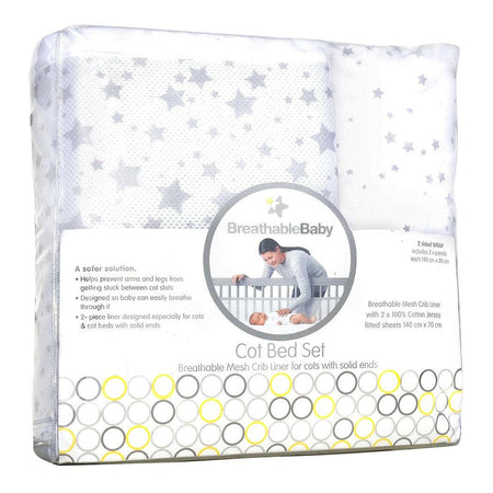 Breathable Baby Cot Bed Set Twinkle Grey