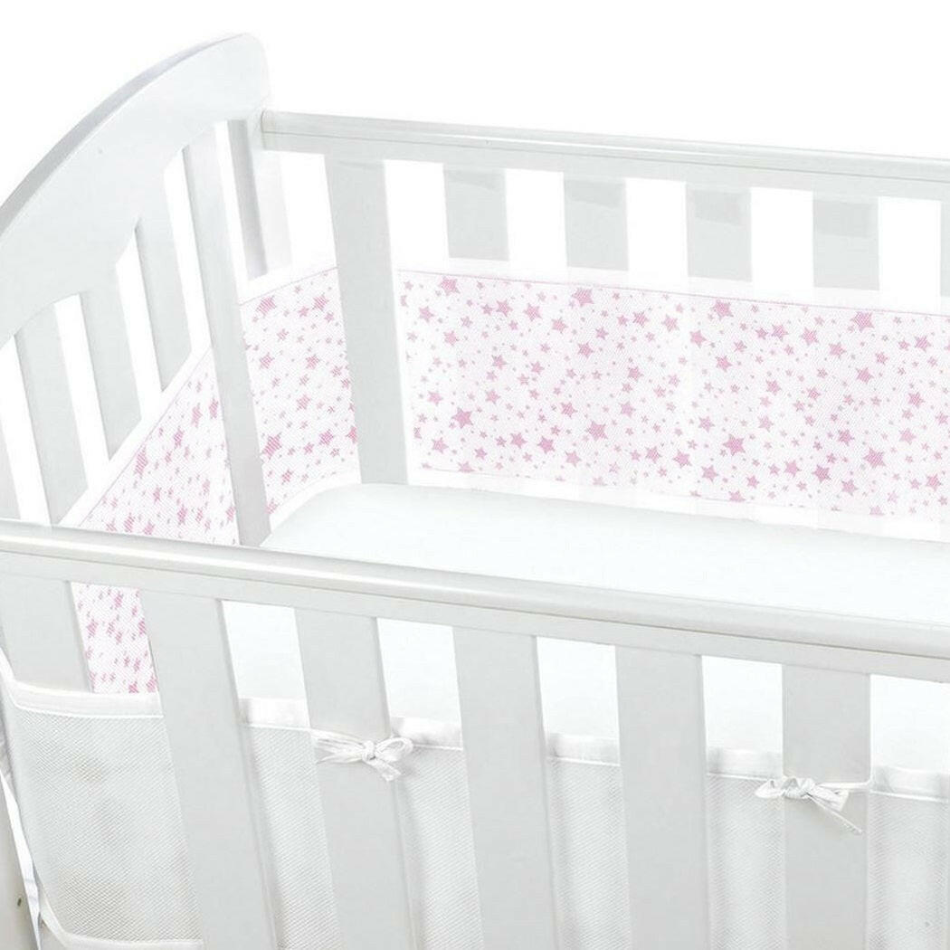 Breathable Baby Mesh Liner - 4 Sided Twinkle Stars Pink
