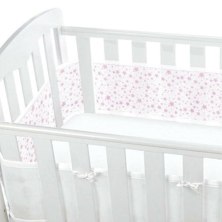 Breathable Baby Mesh Liner - 4 Sided Twinkle Stars Pink