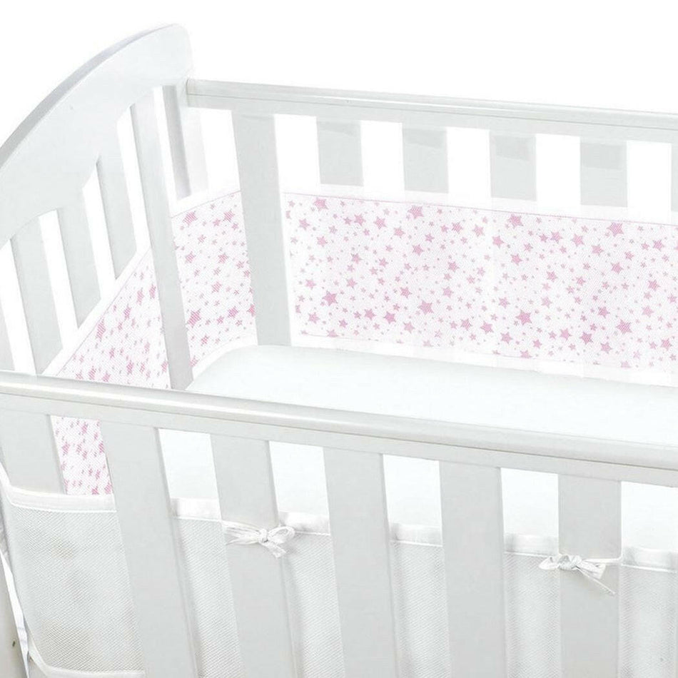 Breathable Baby Mesh Liner - 4 Sided Twinkle Stars Pink