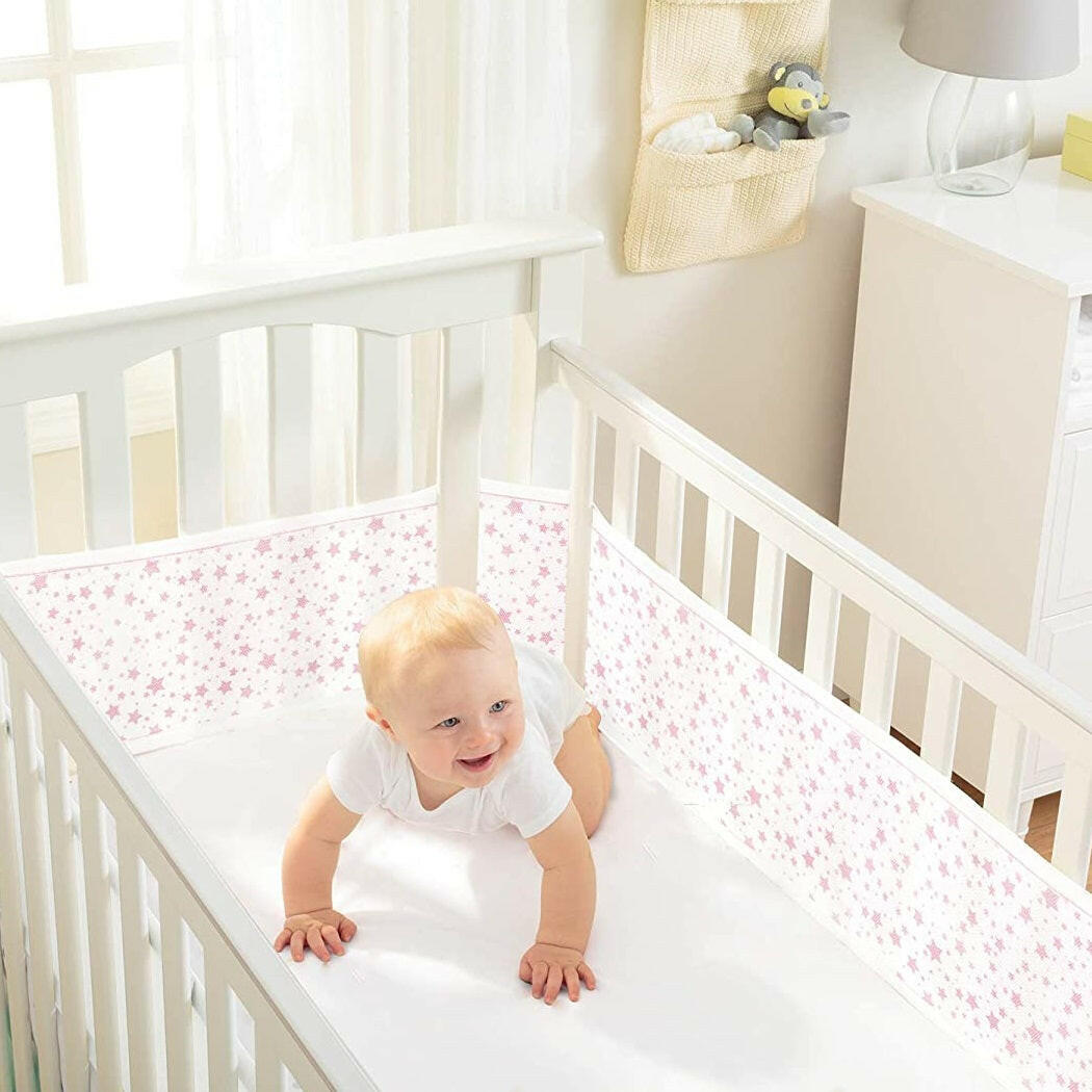 Breathable Baby Mesh Liner - 4 Sided (Twinkle Stars Pink) - lifestyle image