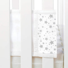 Breathable Baby Mesh Liner - 4 Sided (Twinkle Stars Grey) - showing  the hook`n`loop fastening at the end of the panels