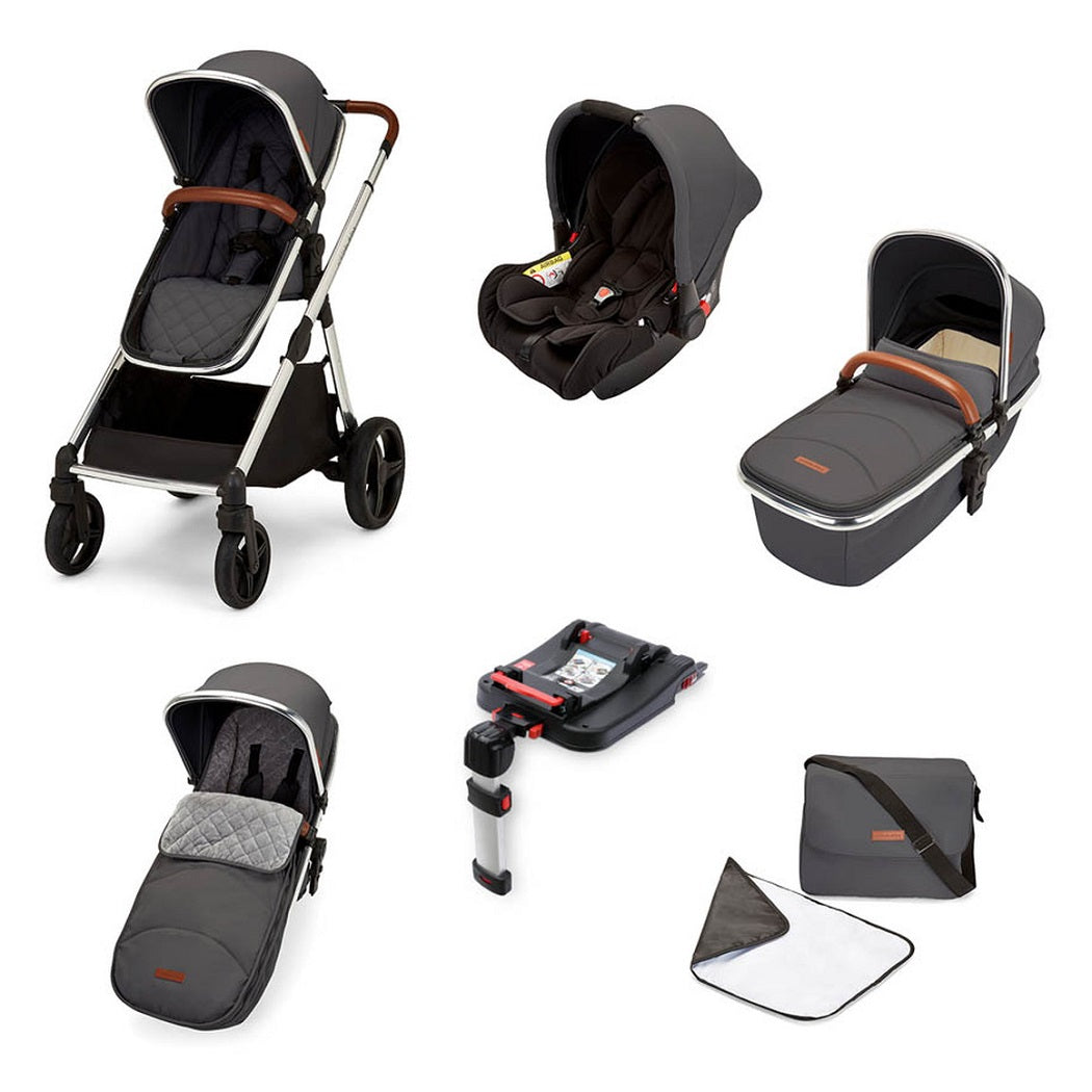 Ickle Bubba ECLIPSE Travel System with Galaxy Car Seat & ISOFIX Base (Chrome/Graphite Grey/Tan)