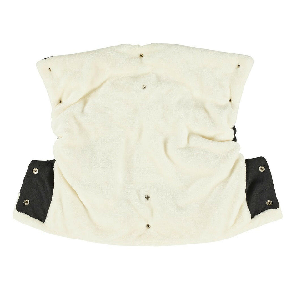 Ickle Bubba Pram Hand Muff (Black) - showing the muff opened up to reveal its fur lining