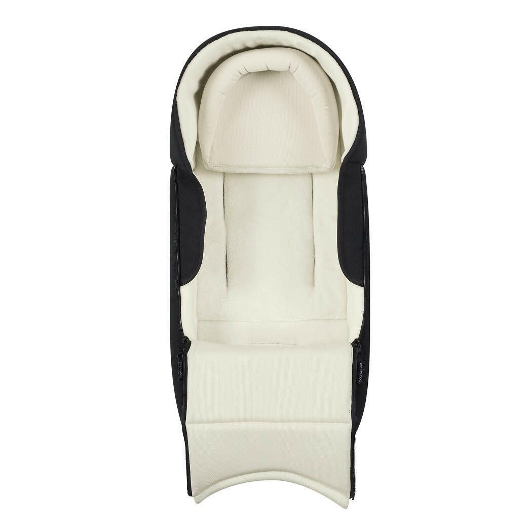 Ickle Bubba Newborn Cocoon (Black) - showing the cocoon opened up to reveal its cosy interior