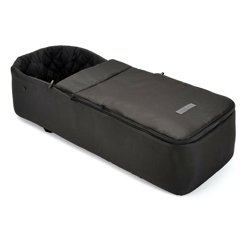 Ickle Bubba VENUS Double Stroller - Prime Bundle (Black/Space Grey/Black) - showing the included newborn cocoon