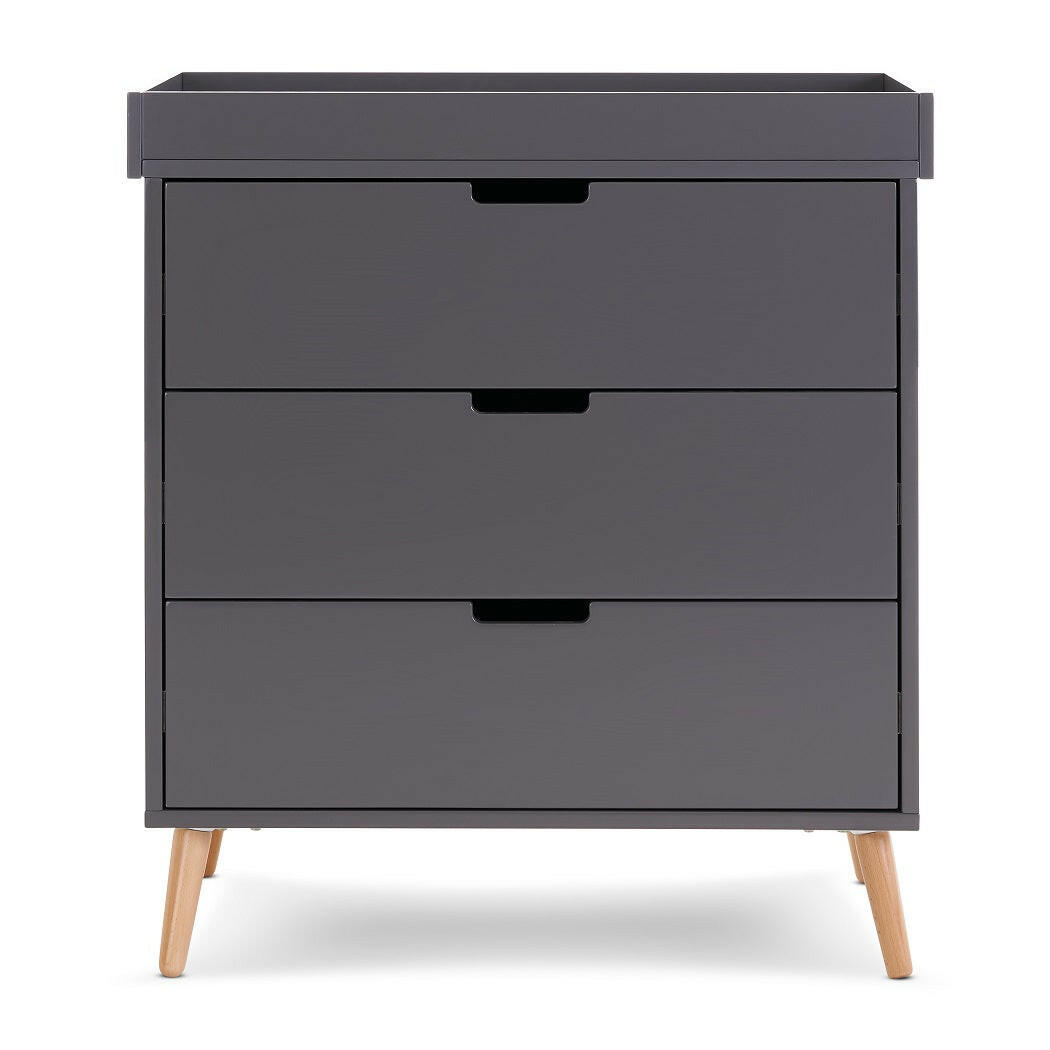 Obaby MAYA Changing Unit (Slate with Natural) - front view, shown here with the changing top fitted