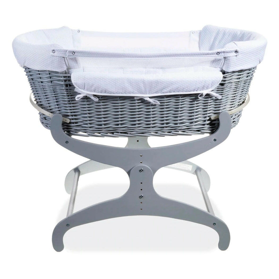 Clair De Lune Bedside Crib - Cotton Dreams (White) - front view, showing the dropdown panel