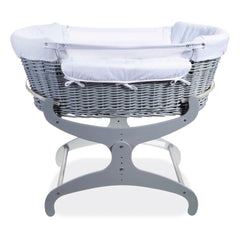 Clair De Lune Bedside Crib - Cotton Dreams (White) - front view, showing the dropdown panel