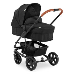 Hauck Pacific 4 Shop n Drive Set (Caviar) - showing the carrycot and chassis together as the pram