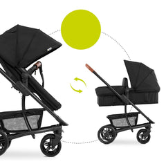 Hauck Pacific 4 Shop n Drive Set (Caviar) - showing the carrycot converted into a seat unit