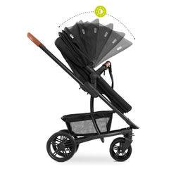 Hauck Pacific 4 Shop n Drive Set (Caviar) - showing the pushchair`s adjustable hood