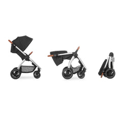 Hauck Uptown Pushchair (Melange Black) - side view, showing how the pushchair folds