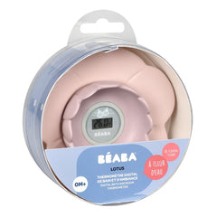BEABA Lotus Bath and Room Thermometer (Old Pink) - shown here within its packaging