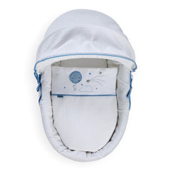 Clair de Lune Over The Moon Moses Basket - Grey Wicker Blue - shown from above