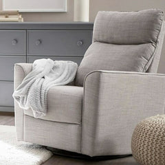 Obaby Savannah Swivel Glider Recliner Chair (Pebble) - lifestyle image (throw not included)