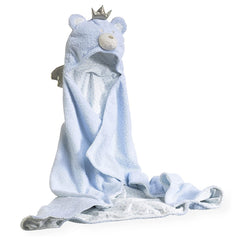 Clair de Lune Little Bear Hooded Baby Blanket (Blue) - showing the full length of the blanket