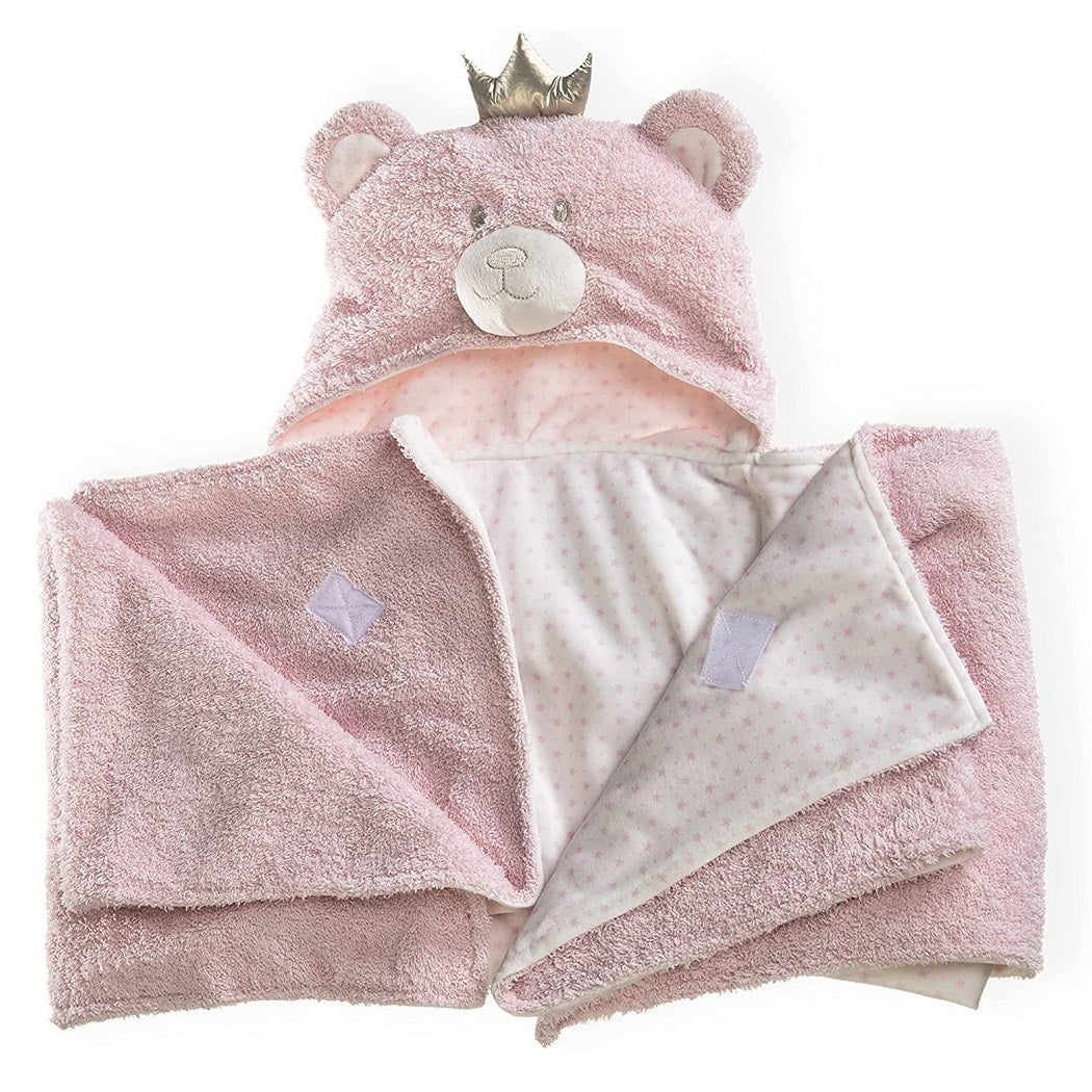 Clair de Lune Little Bear Hooded Baby Blanket (Pink)