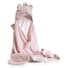 Clair de Lune Little Bear Hooded Baby Blanket (Pink) - showing the full length of the blanket