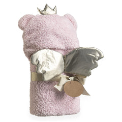 Clair de Lune Little Bear Hooded Baby Blanket (Pink) - rear view, showing the blanket in its packaging