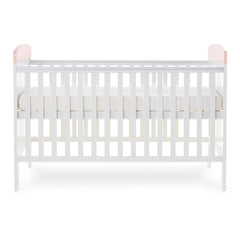 Obaby Grace Inspire Cot Bed (Guess I Can Hop) - side view, shown here with the mattress base at its highest level (mattress not included, available separately)