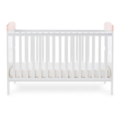 Obaby Grace Inspire Cot Bed (Guess I Can Hop) - side view, shown here with the mattress base at its lowest level (mattress not included, available separately)