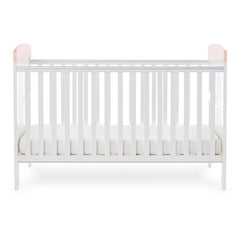 Obaby Grace Inspire Cot Bed (Guess I Can Hop) - side view, shown here with the mattress base at its lowest level (mattress not included, available separately)