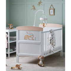 Obaby Grace Inspire Cot Bed (Guess I Can Hop) - lifestyle image (mobile, toys and bedding not included)