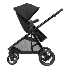 Maxi-Cosi Zelia3 Luxe Pushchair (Twillic Black) - side view, showing the seat unit and chassis together as the pushchair in parent-facing mode
