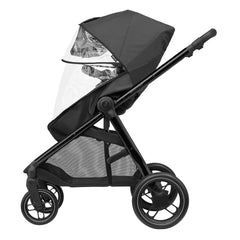 Maxi-Cosi Zelia3 Luxe Pushchair (Twillic Black) - side view, showing the pushchair with the included rain cover