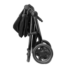 Maxi-Cosi Zelia3 Luxe Pushchair (Twillic Black) - side view, showing the pushchair folded and free-standing