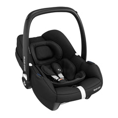 Maxi-Cosi CabrioFix i-Size Infant Carrier & ISOFIX Base (Essential Black) - showing the car seat with its newborn inlay