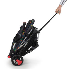 Cosatto Woosh 3 Stroller (Disco Rainbow) - showing how the folded stroller can be pulled along like a suitcase