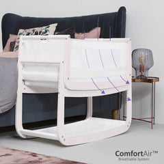 SnuzPod⁴ Bedside Crib 3-in-1 (Rose White) - showing how the air flows through the crib`s mesh panels