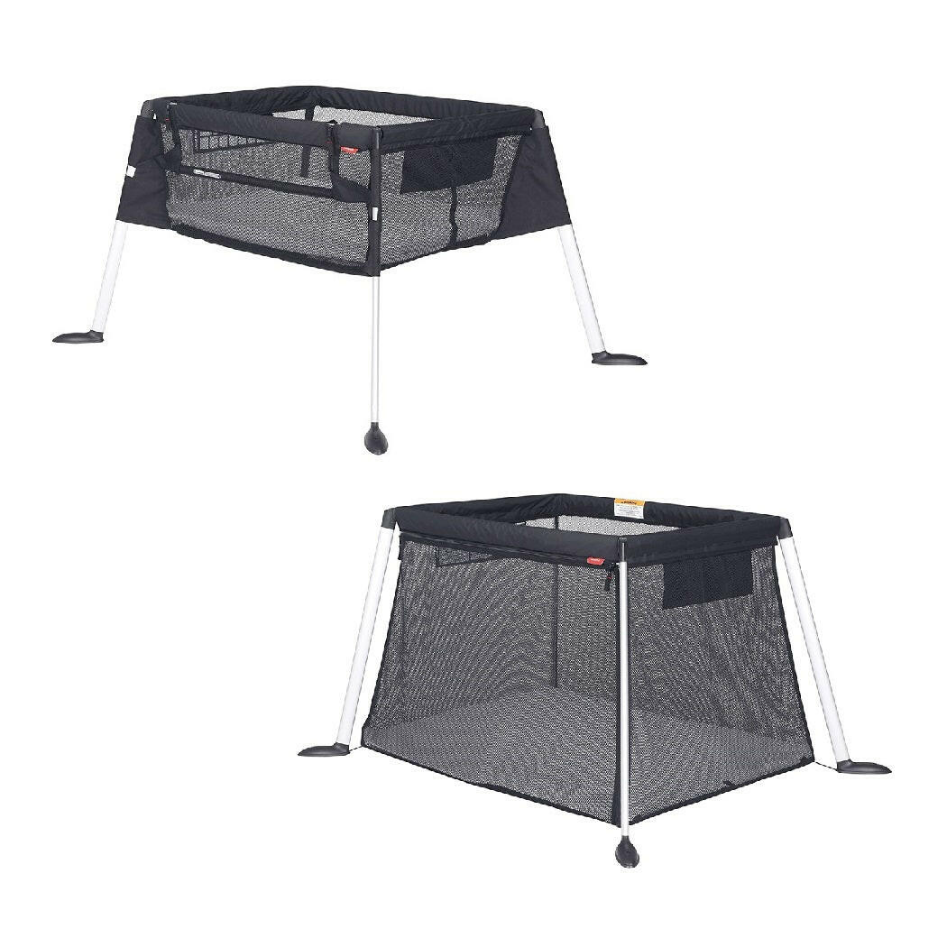 phil&teds Traveller v5 (Black) Portable Baby Travel Cot with Bassinet