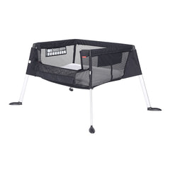 phil&teds Traveller v5 (Black) - shown here as the bedside co-sleeper crib with its front panel lowered