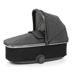 BabyStyle Oyster 3 Gunmetal ESSENTIAL Bundle (Fossil) - showing the carrycot with its hood and apron