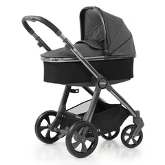 BabyStyle Oyster 3 Gunmetal ESSENTIAL Bundle (Fossil) - showing the carrycot and chassis together as the pram