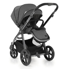 BabyStyle Oyster 3 Gunmetal ESSENTIAL Bundle (Fossil) - showing the seat unit and chassis together as the pushchair in parent-facing mode