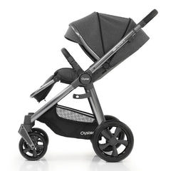 BabyStyle Oyster 3 Gunmetal ESSENTIAL Bundle (Fossil) - showing the forward-facing pushchair with its seat reclined