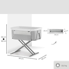 Hauck Face To Me Bedside Crib (Melange Grey) - showing the crib`s dimensions