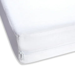 Clair De Lune Micro-Fresh® Waterproof Mattress Protector - Cot Bed (White) - showing the protector`s zipper opening